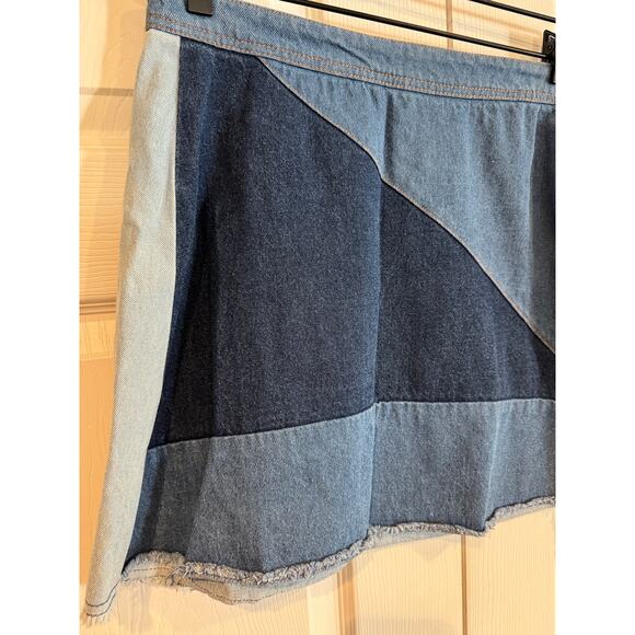 Life in Progress Blue Denim Patchwork Mini Skirt - Picture 7 of 7